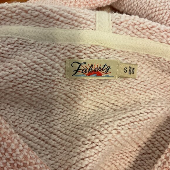 Faherty Hooded Top S Pale Pink Long Sleeve V-Neck Kangaroo Pocket - Picture 11 of 11